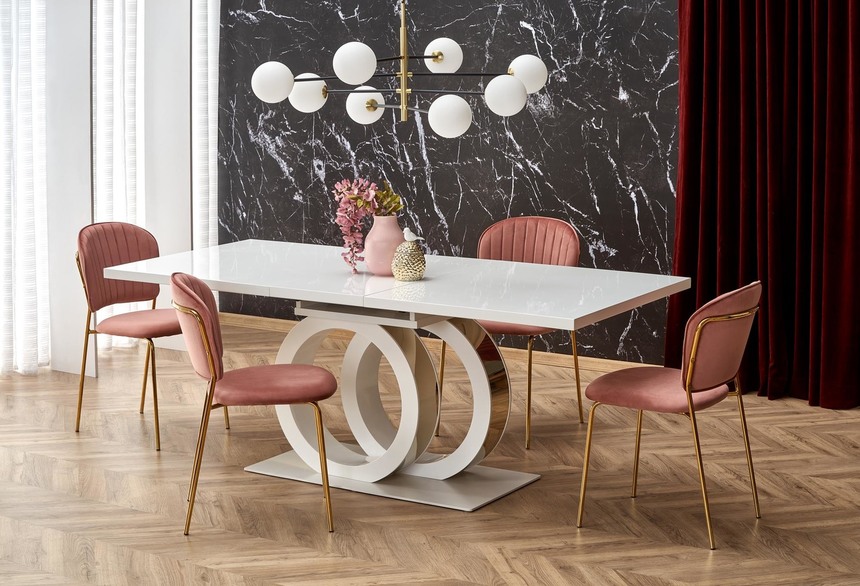 GALARDO extension table, white / gold