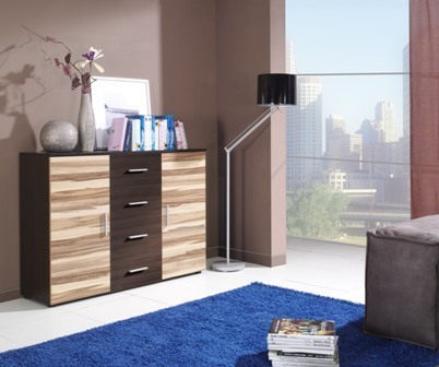 UNI KOMODA WENGE/BIAŁY POŁYSK