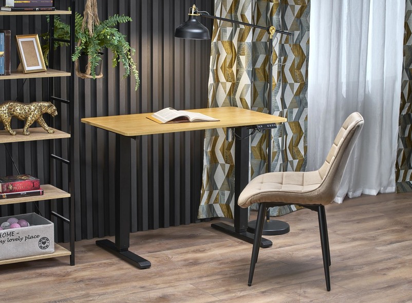B53 biurko biurko z funkcją regulacji wysokości, dąb artisan / czarny