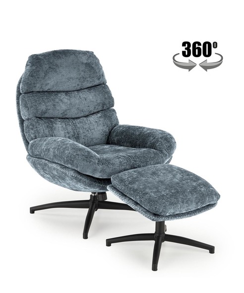 DARIO leisure chair, with stool, blue