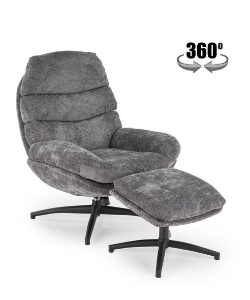 DARIO leisure chair, with stool grey
