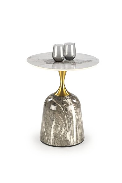 ROSA coffee table, white marble / grey marble / gold