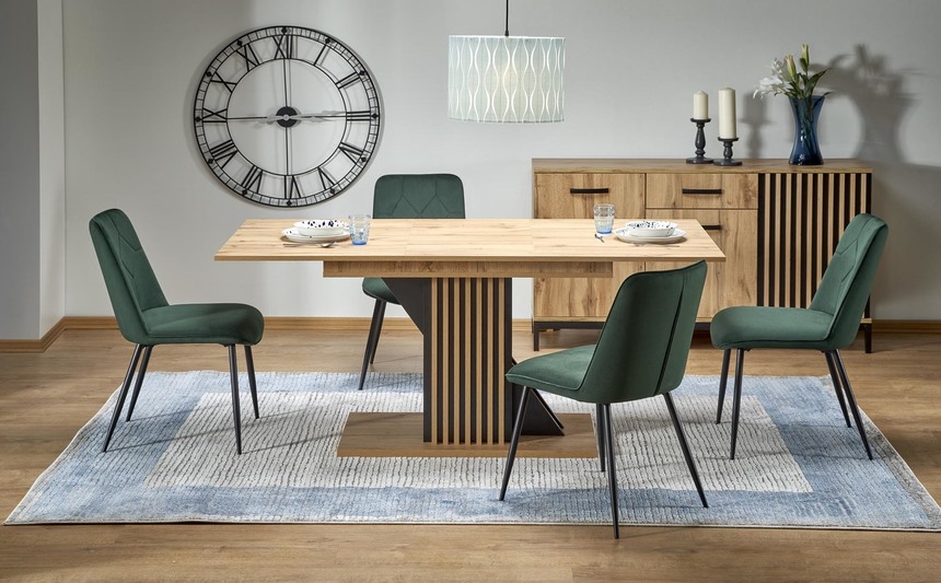 FABIANO extension table, artisan oak / black