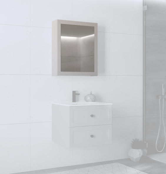 TORETO Mirror cabinet 70x60/1D (MDF frame) cashmere