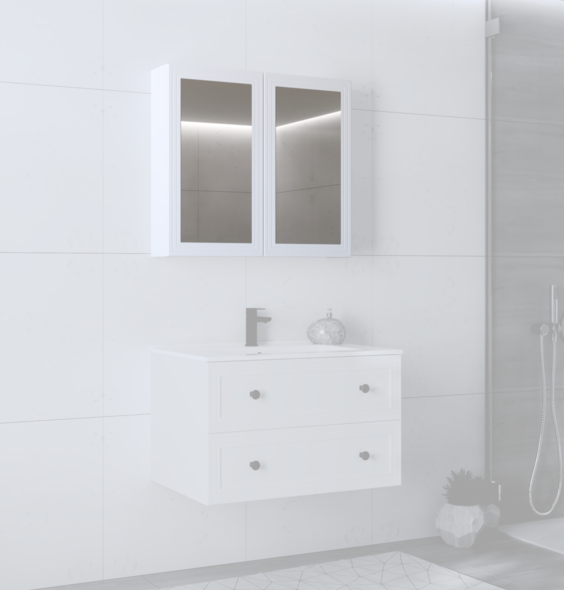 TORETO Mirror cabinet 70x80/2D (MDF frame) white