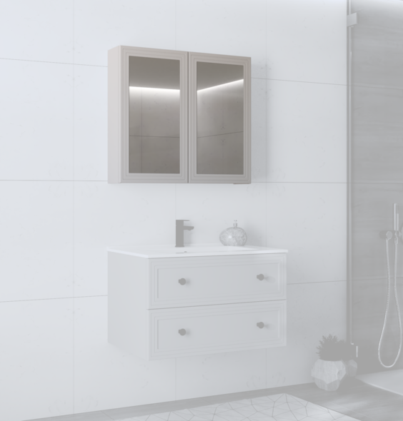 TORETO Mirror cabinet 70x80/2D (MDF frame) cashmere