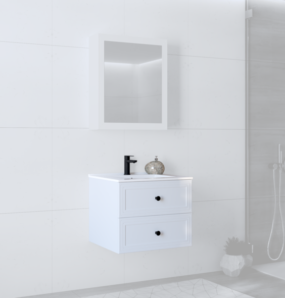 TORETO Sink cabinet 60/2S (MDF frame) white