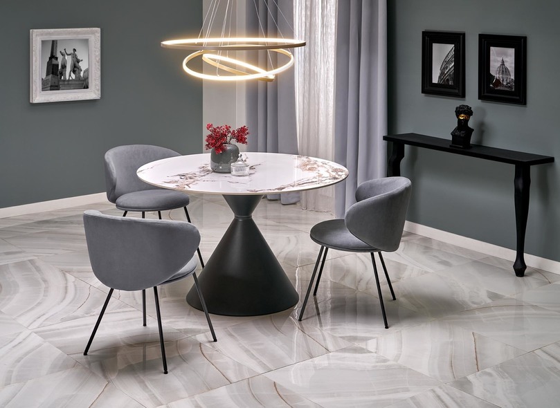 GARET round table, white marble / black