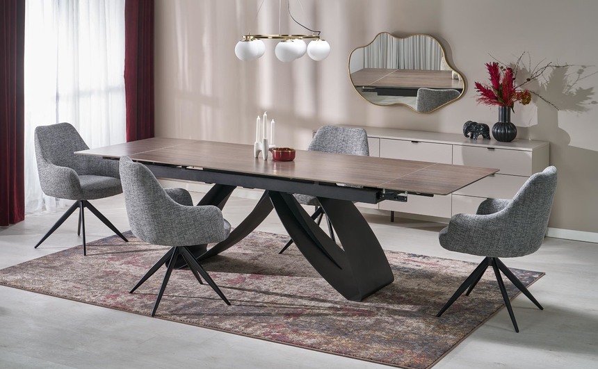 HILARIO extension table, walnut / black