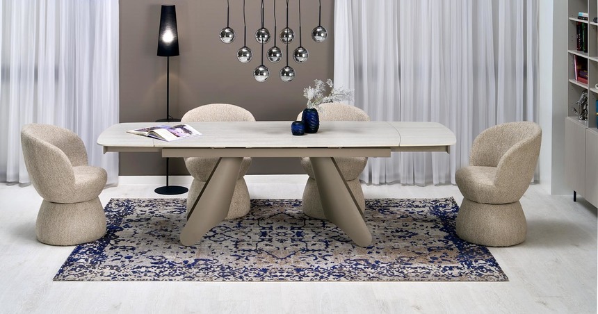 SALIX extension table, travertine / cashmere