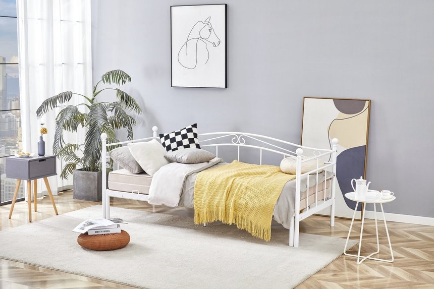 ARIZA łóżko z wysuwanym dodatkowym materacem, biały (1p=1szt)