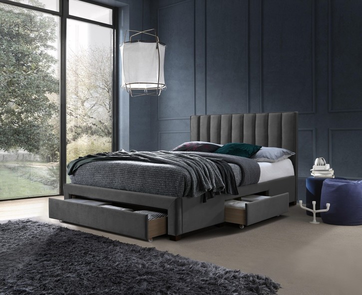 GRACE 140 bed with drawers, color: grey