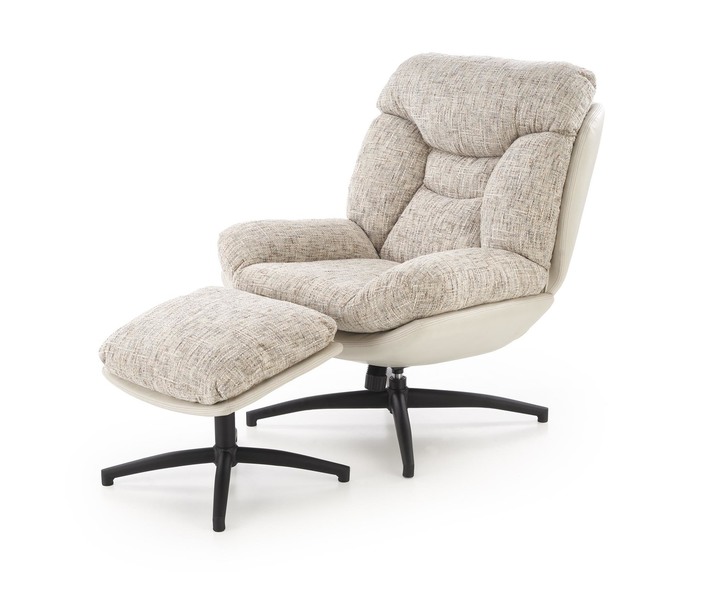 KRONOS armchair with ottoman, beige / multicolored