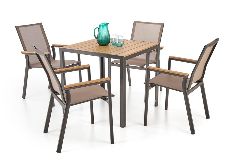 FIERRO stół kwadratowy, brązowy / czarny (1p=1szt)