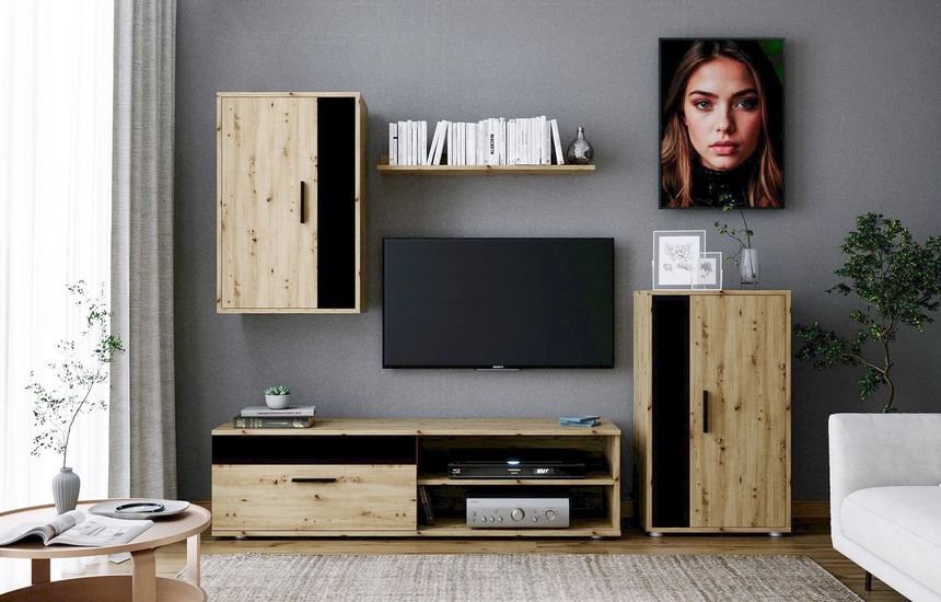 BENSON zestaw, kolor: dąb artisan - czarny