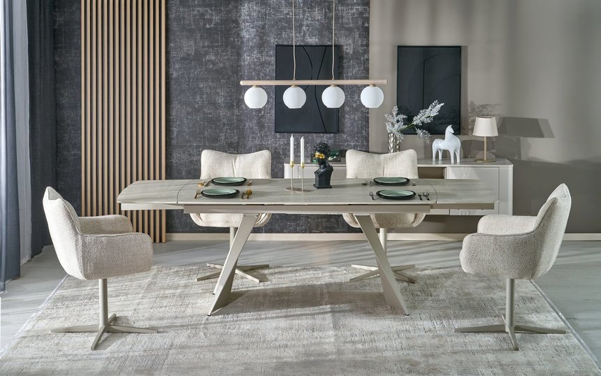 ARMANI extension table, trawertine / cashmere