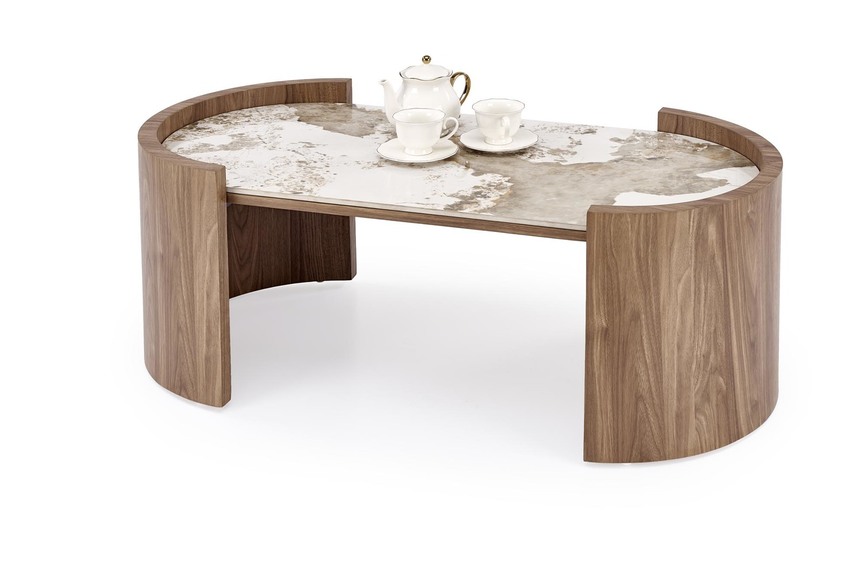 NICOSIA c.table beige marble / walnut