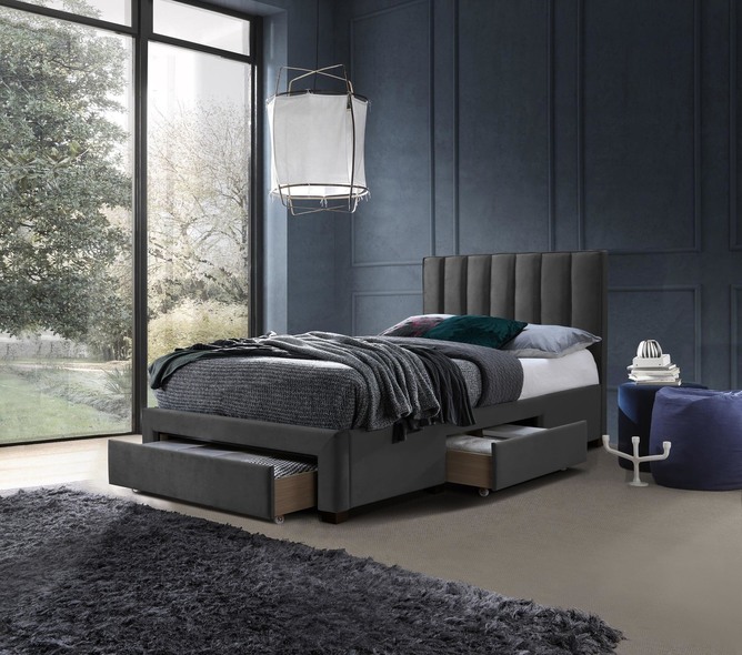 GRACE 120 bed with drawers, color: grey