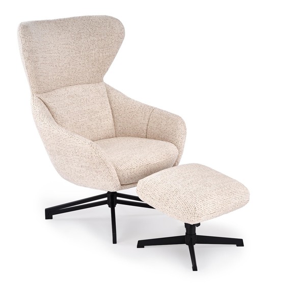 FREDY leisure chair, with stool, l.beige