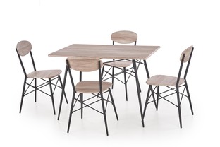 Zdjęcie do “KABIR prostokąt zestaw stół + 4 krzesła dąb san remo / czarny (2p=1szt)”.