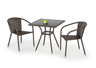 MOBIL stół ogrodowy, kolor: szkło - czarny, ratan - c.brąz (1p=1szt)