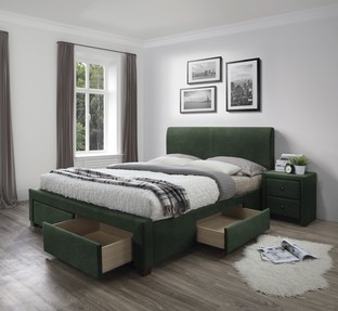 MODENA 3 łóżko z szufladami ciemny zielony velvet (6p=1szt)