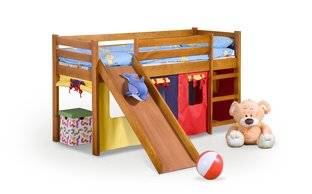 NEO PLUS - łóżko piętrowe ze zjeżdżalnią i materacem - sosna (4p=1szt)