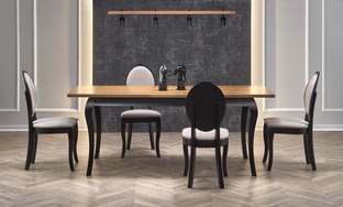 WINDSOR extension table, color: dark oak/black
