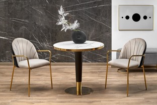 MORATA round table, white marble / black / gold