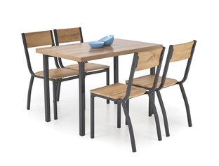 MILTON zestaw stół + 4 krzesła, naturalny / czarny