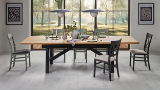FIESTA stół rozkładany 200-280x100x77 cm dąb naturalny/czarny