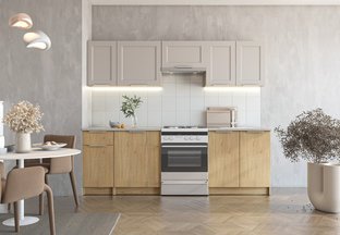 Zdjęcie do “WENDY 240 kuchnia zestaw korpus: dąb cremona, fronty: kaszmir”.