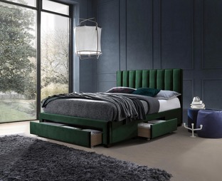 GRACE 140 bed with drawers, color: dark green