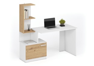 Zdjęcie do “MISO biurko, biały / dąb artisan”.