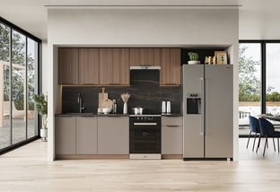 Zdjęcie do “GRENADA 240 kuchnia zestaw korpus: orzech, fronty: orzech/taupe”.