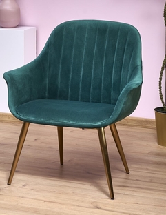 ELEGANCE 2 fotel wypoczynkowy tapicerka - ciemny zielony, nogi - złote (1p=1szt)